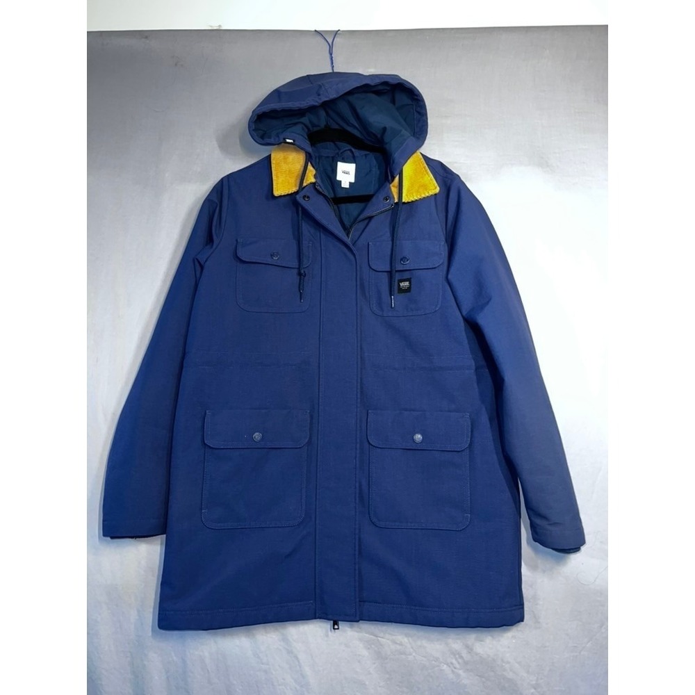 Vans Off The Wall Navy Blue Canvas Field Jacket Corduroy Collar Quilted Small